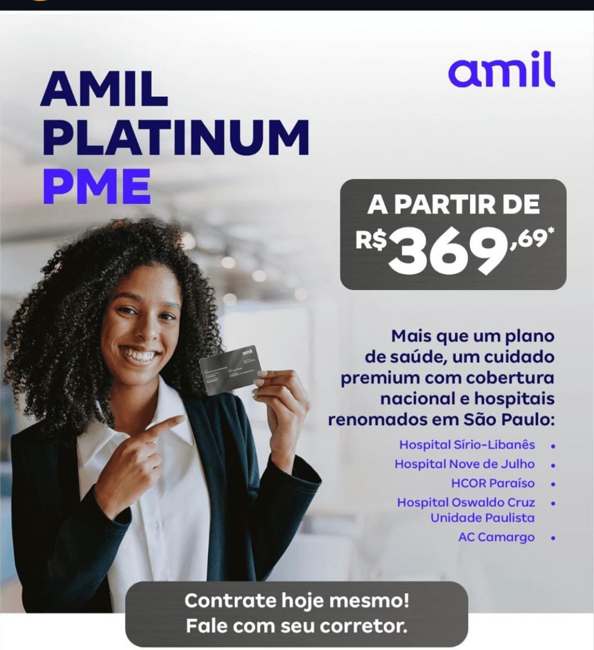 Amil Platinum PME – a partir de R$ 369,69